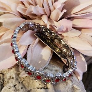 Cookie Lee Jewelry - NWT| Ruby Red Crystal Scroll Stretch Bracelet Cookie Lee Jewelry - NWT| Ruby Red Crystal Scroll Stretch Bracelet